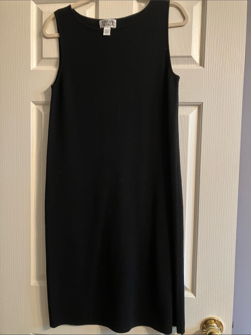 Chico's Classic Black Sleeveless Knit Shift Dress size 1